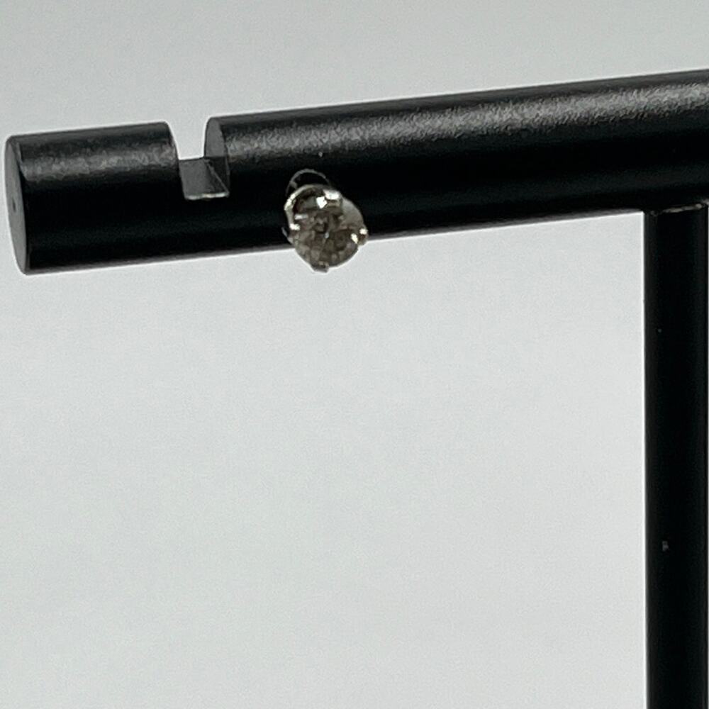 Designer Signed‎ 14K White Gold Prong Set Round Diamond Stud Earring *Single